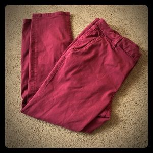Red skinny ankle pants